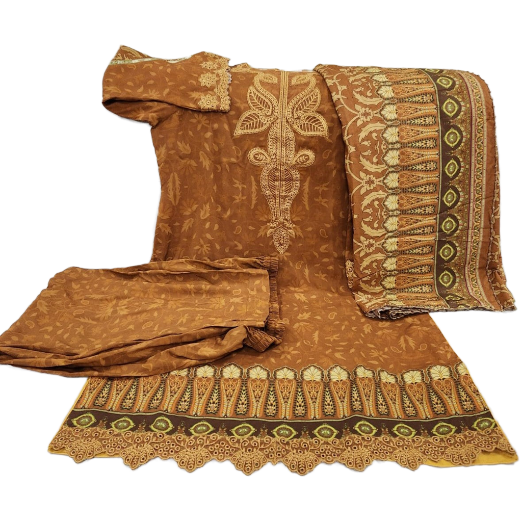 TT-W13 - Viscose - Embroidered Suit - 3 Piece