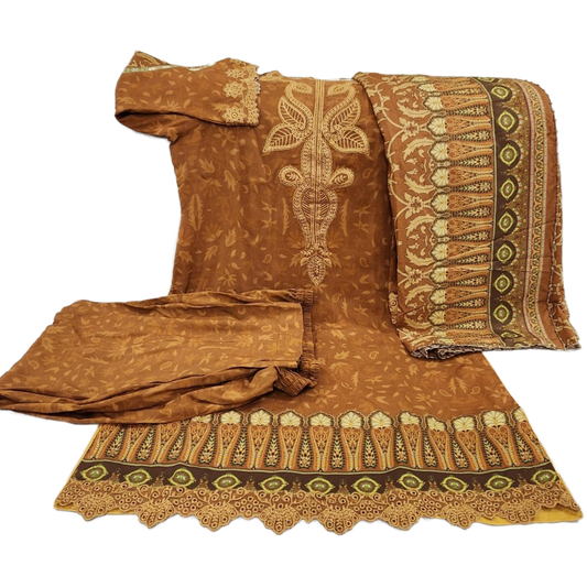TT-W13 - Viscose - Embroidered Suit - 3 Piece