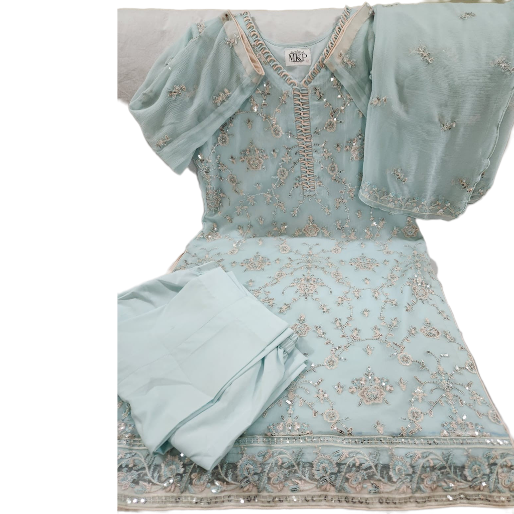 TT-W21 - Fancy Chiffon Embroidery - 3 Piece