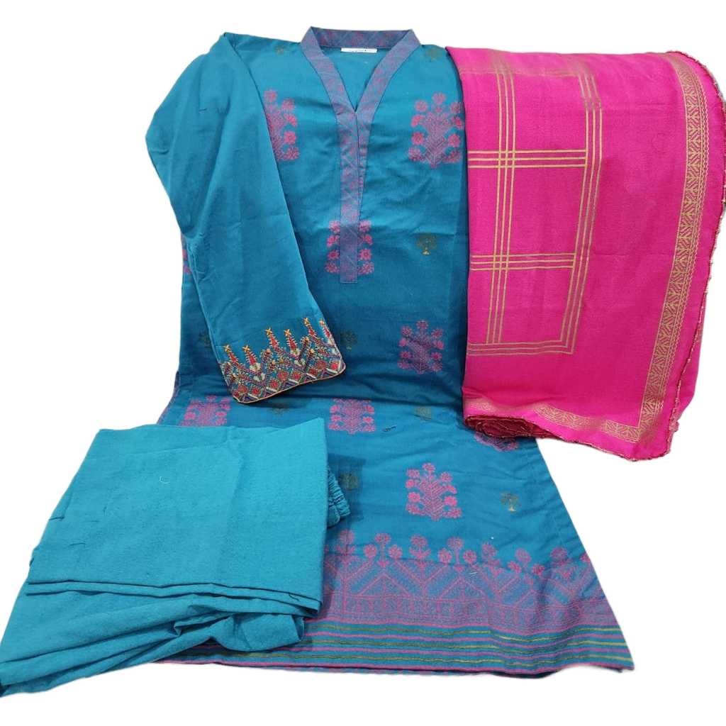 TT-W9 - Viscose - Embroidered Suit - 3 Piece