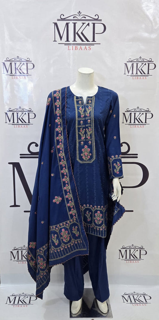 TT-W58 - Dhanak Embroidered Suit - 3 Piece